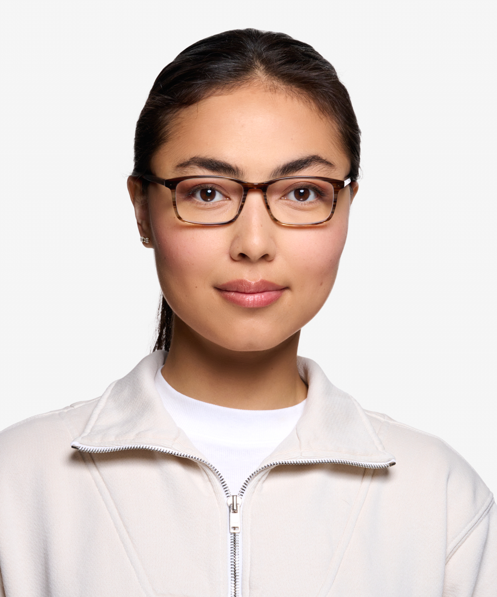 Crane Rectangle Brown Striped Full Rim Eyeglasses Eyebuydirect