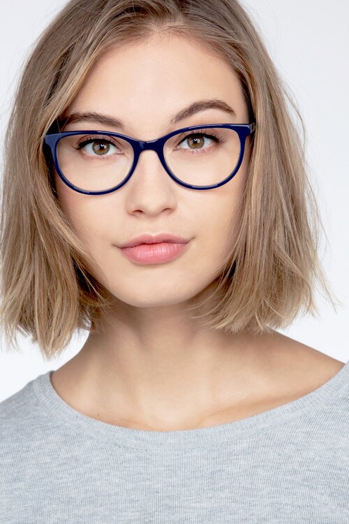 Sphinx Blue Striped AcetateEyeglass Frames for Women from EyeBuyDirect