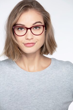 Red Striped Sphinx -  Vintage Acetate Eyeglasses