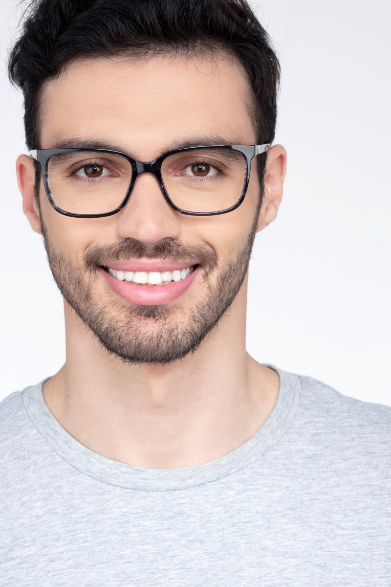 Formula Rectangle Gray Striped Glasses For Men 