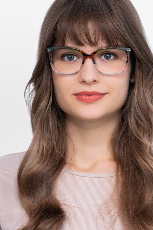 North Green Striped AcetateEyeglass Frames for Women from EyeBuyDirect