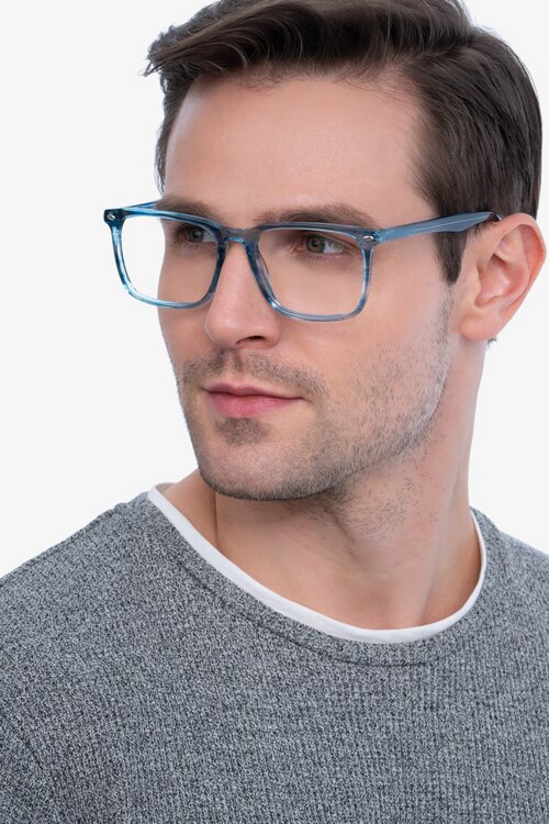 Tactician Blue Striped AcétateMontures de lunettes de vue pour Hommes d'EyeBuyDirect