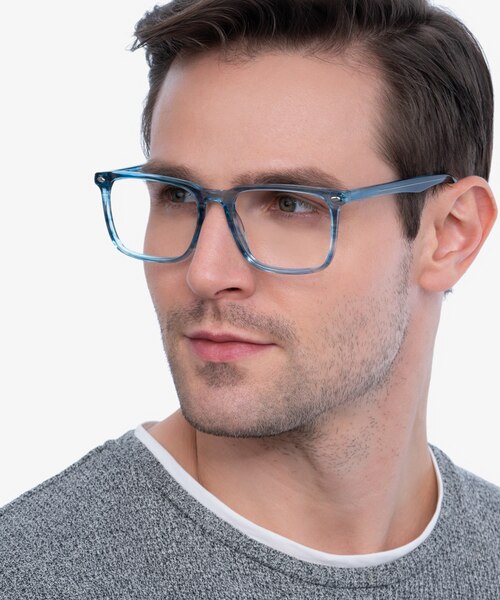 Tactician Blue Striped AcetateEyeglass Frames for Men from EyeBuyDirect