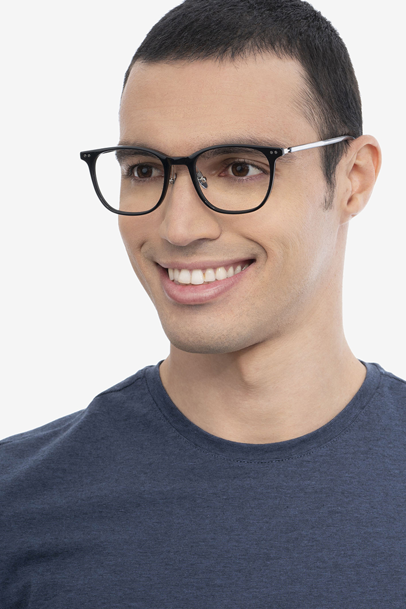 Follow Square Black Silver Full Rim Eyeglasses | Eyebuydirect Canada