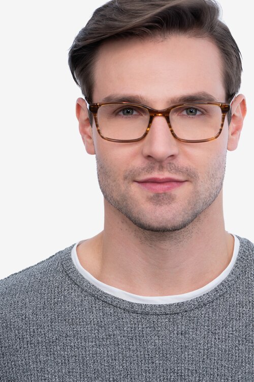 Clipperton Brown Striped AcetateEyeglass Frames for Men from EyeBuyDirect