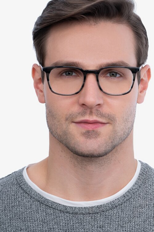 Gabor Gray Striped AcetateEyeglass Frames for Men from EyeBuyDirect