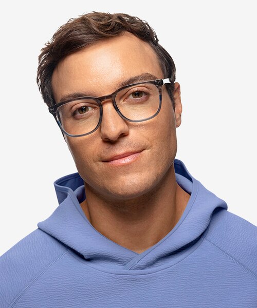 Gato Gray Striped AcétateMontures de lunettes de vue pour Hommes d'EyeBuyDirect