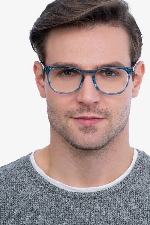 Gato Blue Striped AcetateEyeglass Frames for Men from EyeBuyDirect
