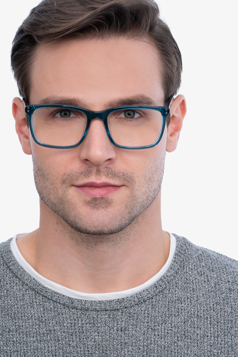 Connect Rectangle Green blue Glasses for Men Eyebuydirect