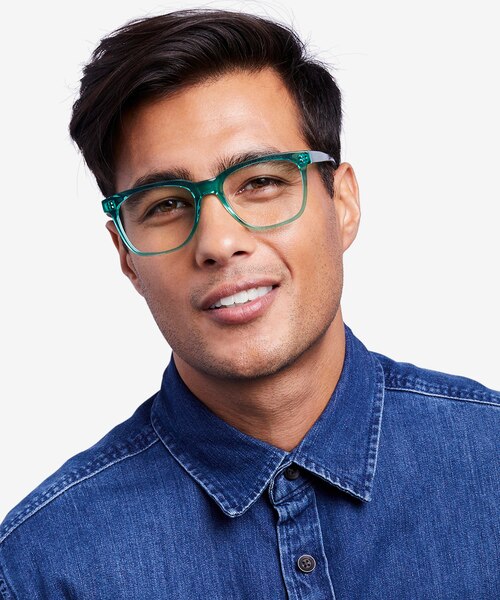 Jamie Emerald Green AcétateMontures de lunettes de vue pour Hommes d'EyeBuyDirect