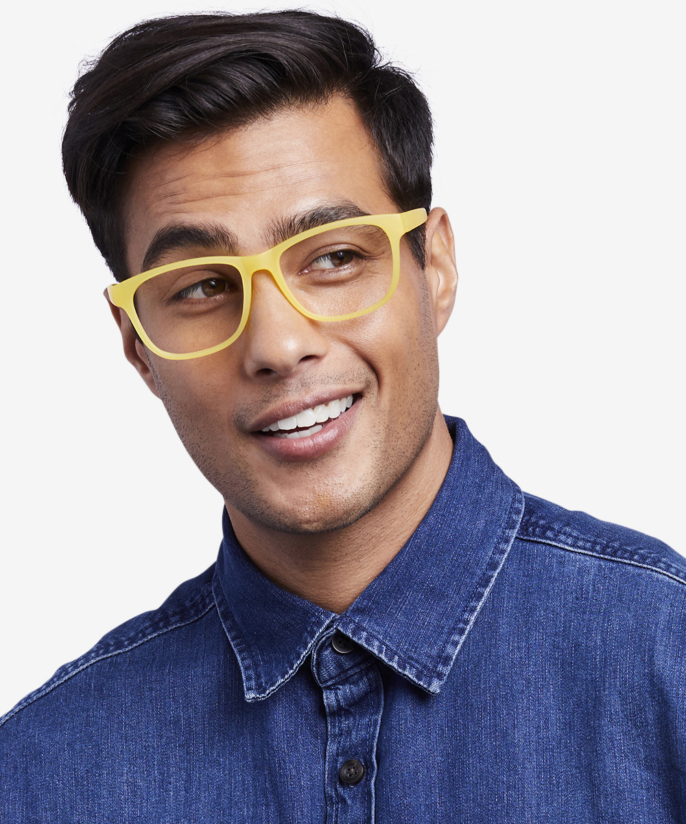 Milo Rectangle Yellow Full Rim Eyeglasses | Eyebuydirect Canada