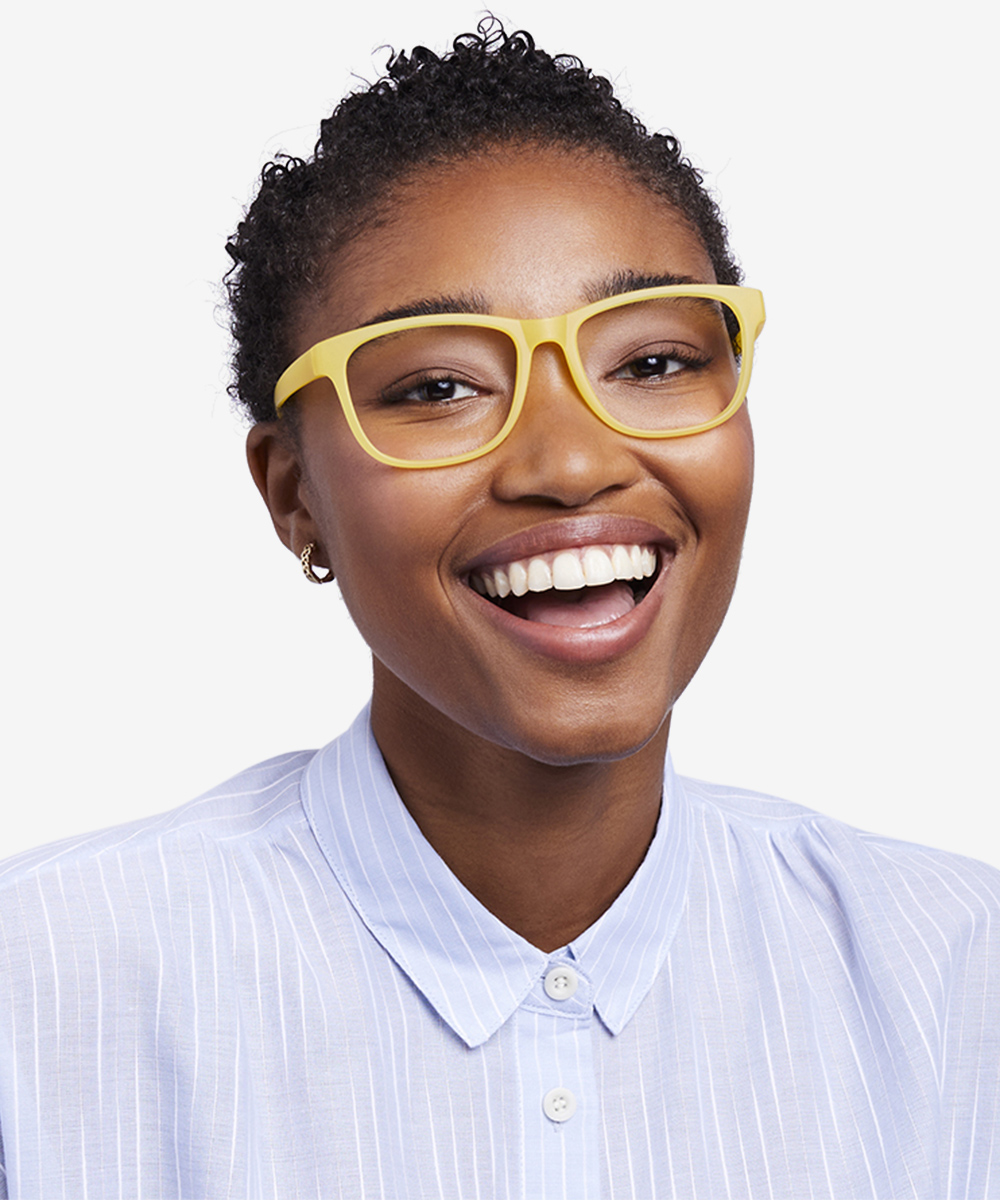 Milo Rectangle Yellow Full Rim Eyeglasses Eyebuydirect