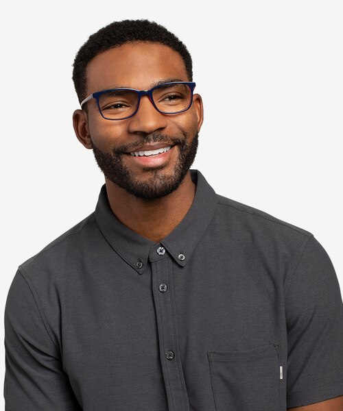July Navy & Red AcetateEyeglass Frames for Men from EyeBuyDirect