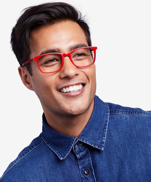 July Red & Navy AcetateEyeglass Frames for Men from EyeBuyDirect