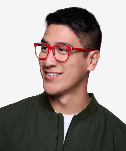 Firework Red & Navy AcetateEyeglass Frames for Men from EyeBuyDirect
