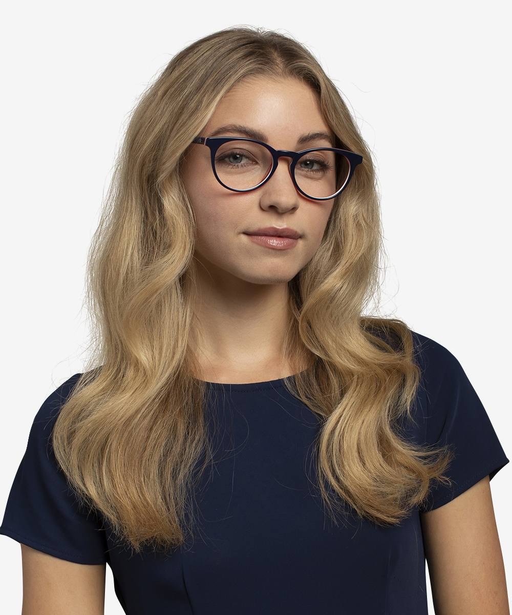 Tradition Round Navy & Red Full Rim Eyeglasses Eyebuydirect Canada