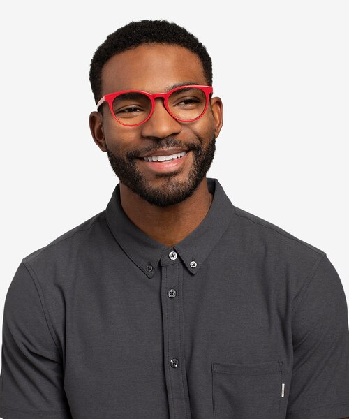Tradition Red & Navy AcetateEyeglass Frames for Men from EyeBuyDirect