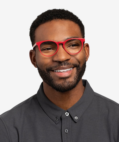 Tradition Red & Navy AcetateEyeglass Frames for Men from EyeBuyDirect