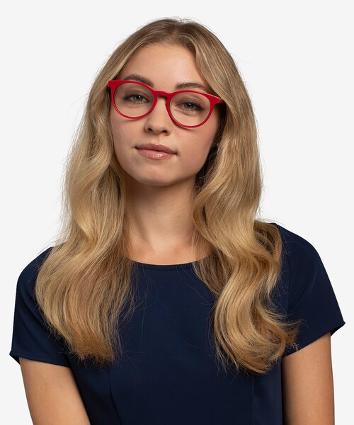 Tradition Red & Navy AcetateEyeglass Frames for Women from EyeBuyDirect