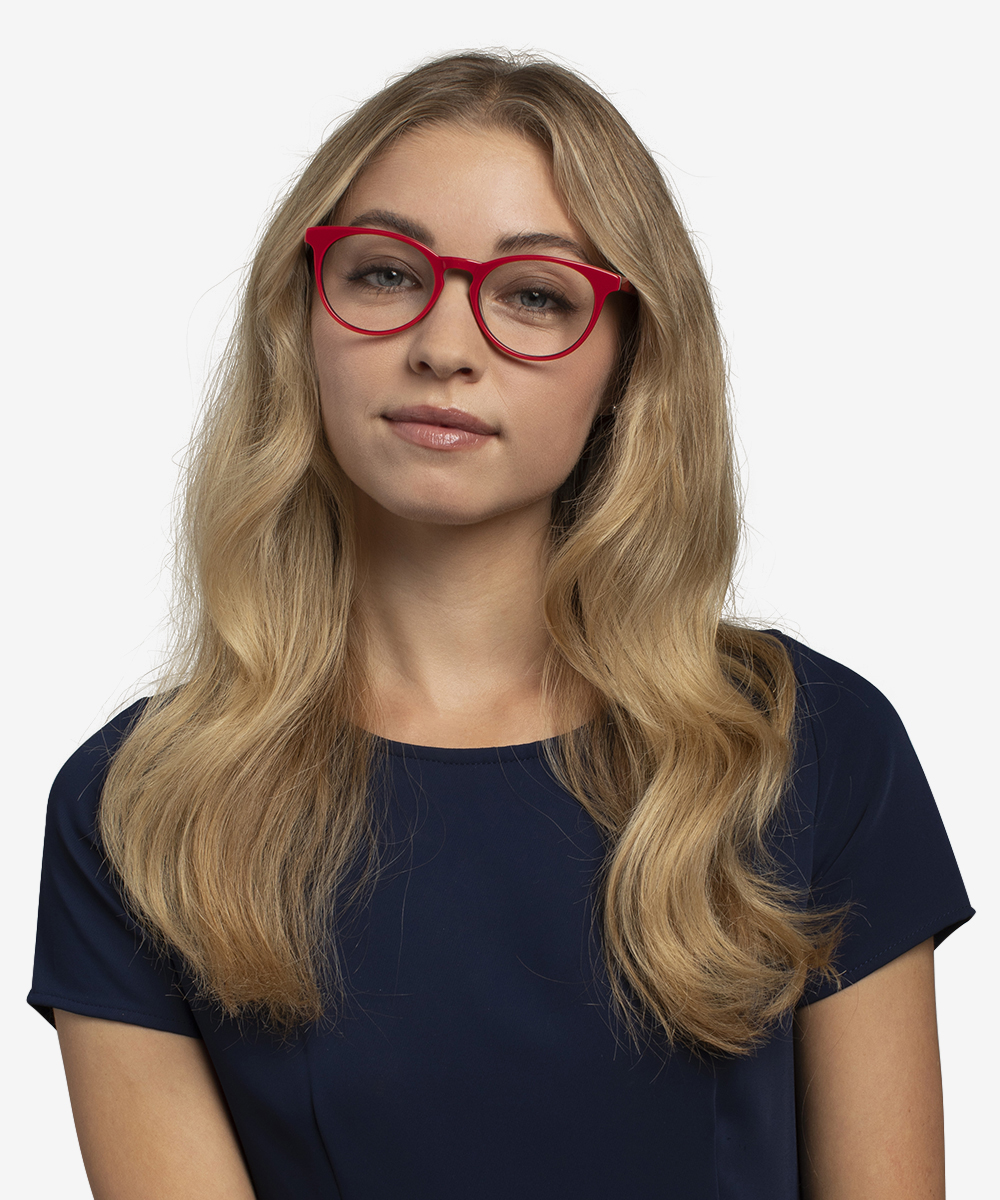 Tradition Round Red & Navy Full Rim Eyeglasses Eyebuydirect