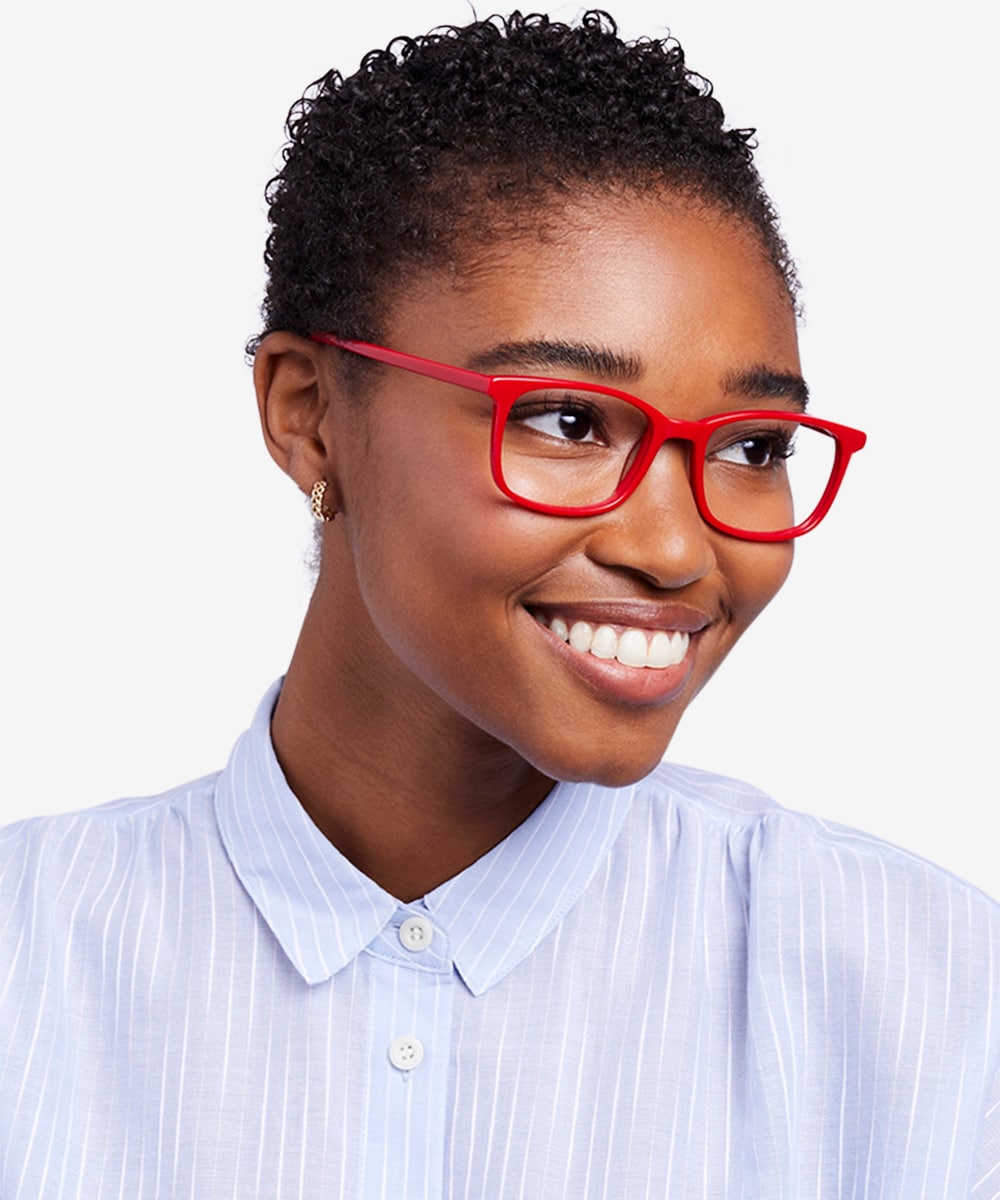 Red frame womens glasses on sale