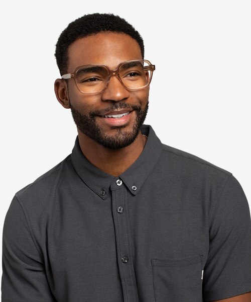 Tompkins Clear Brown AcetateEyeglass Frames for Men from EyeBuyDirect
