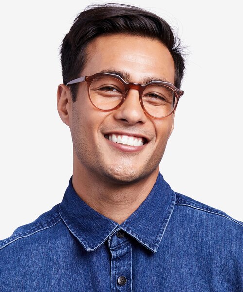 Mikoto Clear Brown AcetateEyeglass Frames for Men from EyeBuyDirect