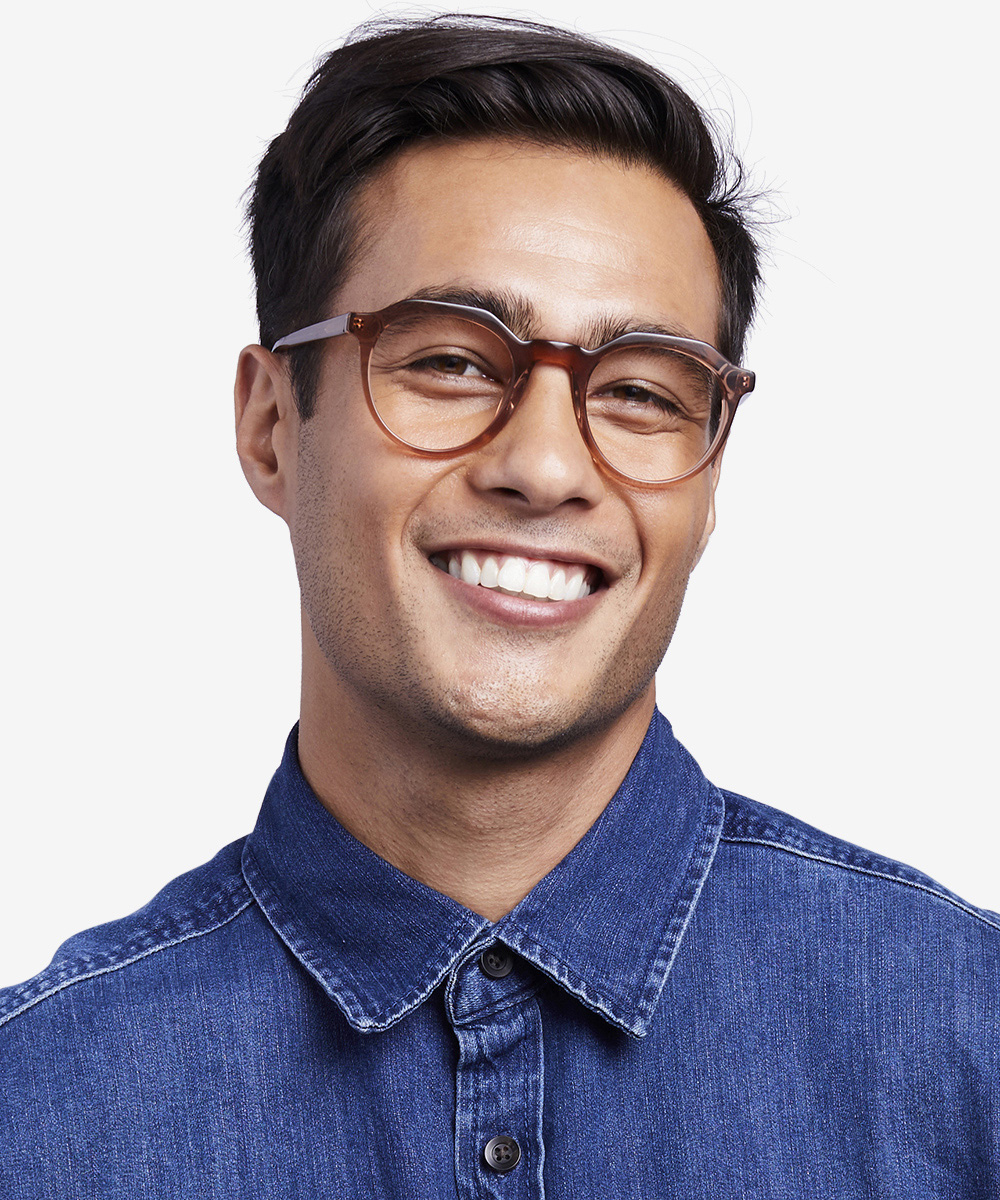 Mikoto Geometric Clear Brown Full Rim Eyeglasses | Eyebuydirect