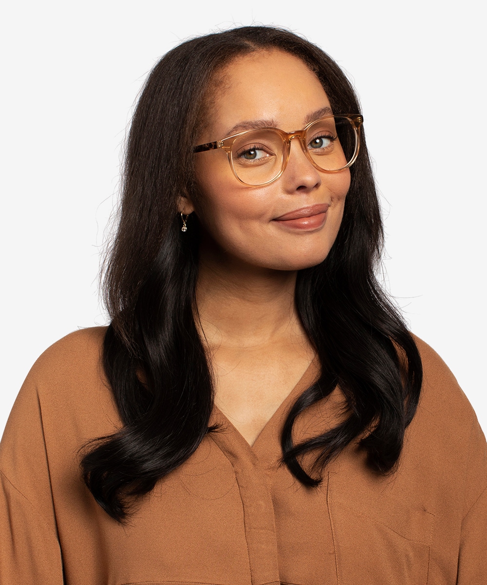 Brown and on sale clear glasses