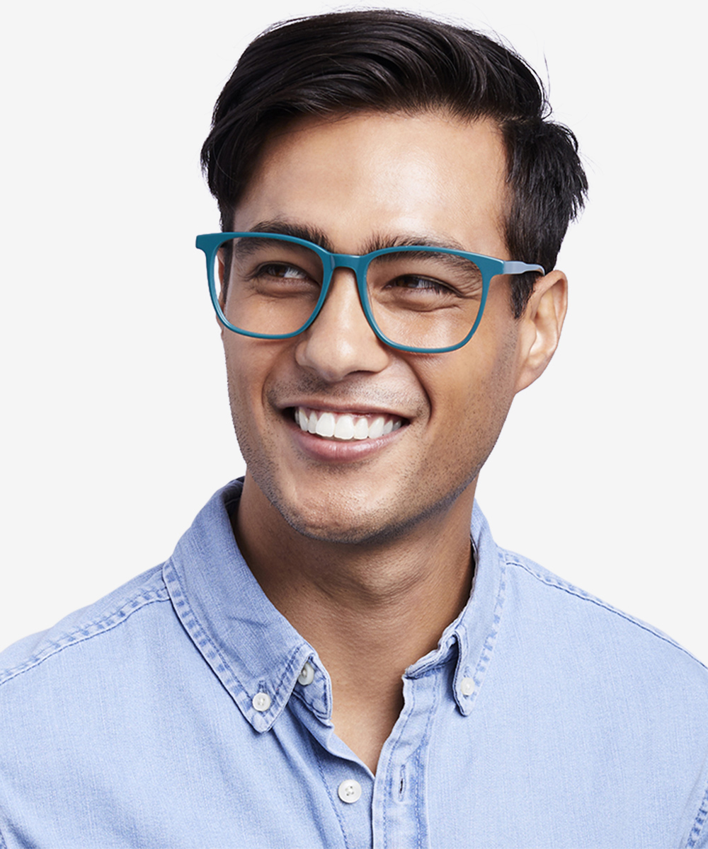 Finn Square Teal Glasses for Men | Eyebuydirect