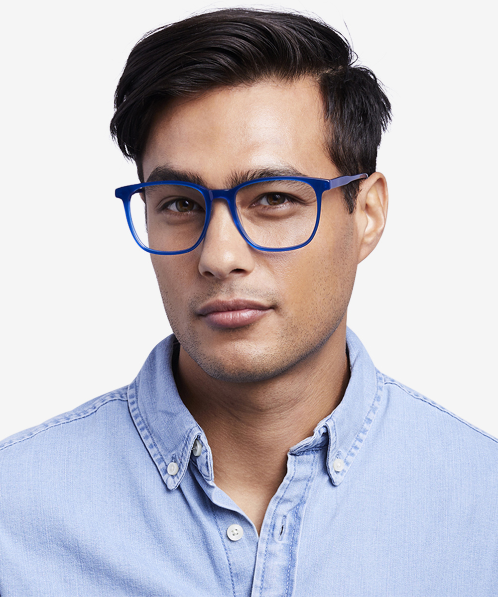Finn Square Blue Glasses for Men | Eyebuydirect