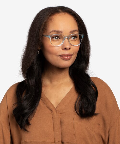 Gable Clear Blue AcetateEyeglass Frames for Women from EyeBuyDirect