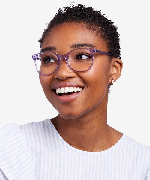 Greta Clear Purple AcétateMontures de lunettes de vue pour Femmes d'EyeBuyDirect