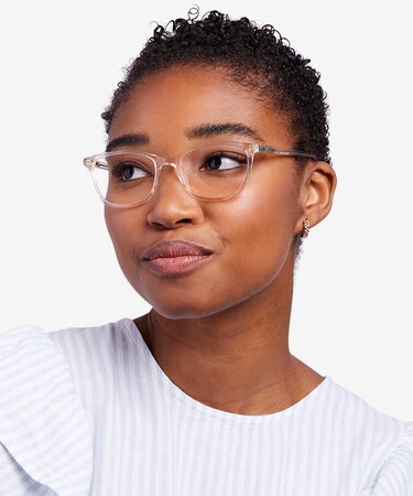 Clear Beige Lena -  Acetate Eyeglasses