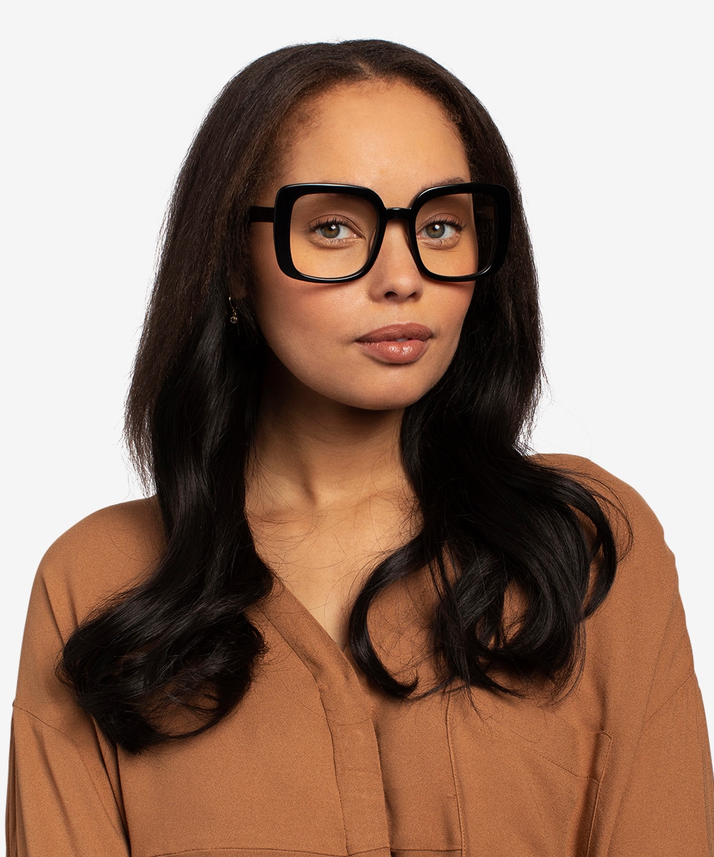 Women's square black frame hot sale glasses