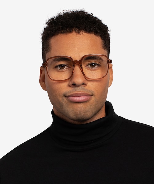 Gaston Clear Brown AcetateEyeglass Frames for Men from EyeBuyDirect
