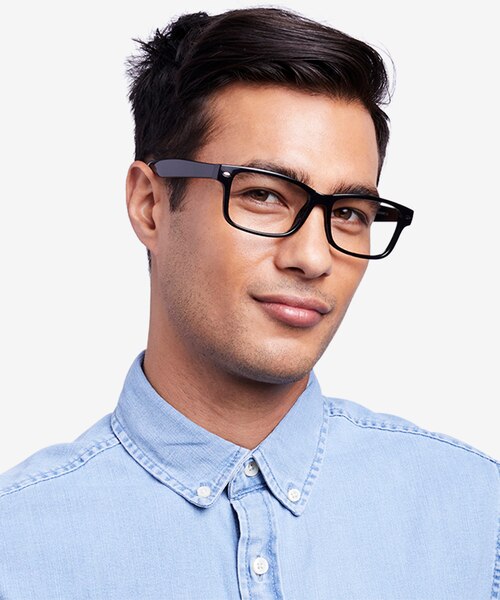 Persisto Black PlasticEyeglass Frames for Men from EyeBuyDirect