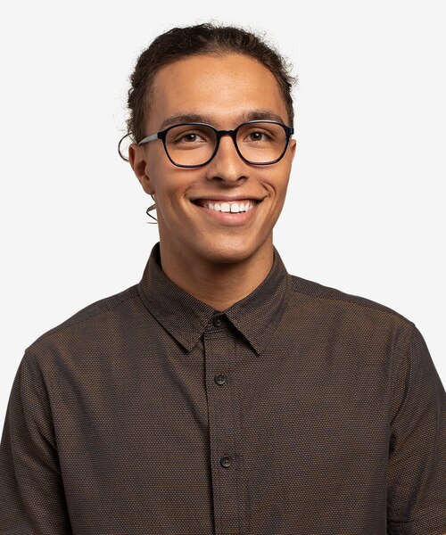 Efficient Blue Striped AcetateEyeglass Frames for Men from EyeBuyDirect