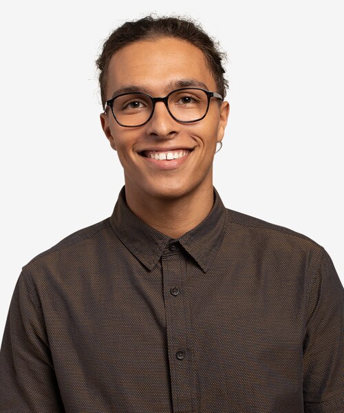 Efficient Black Striped AcetateEyeglass Frames for Men from EyeBuyDirect