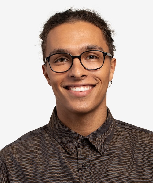 Efficient Black Striped AcetateEyeglass Frames for Men from EyeBuyDirect