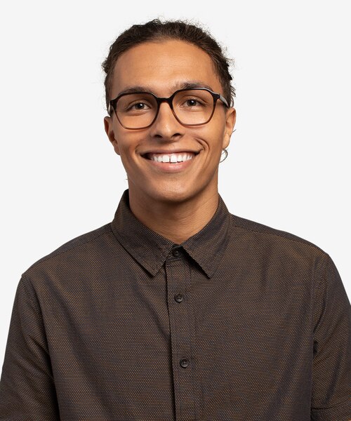 Glib Brown Striped AcétateMontures de lunettes de vue pour Hommes d'EyeBuyDirect