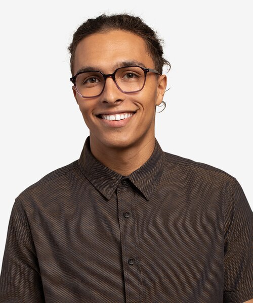 Glib Purple Striped AcetateEyeglass Frames for Men from EyeBuyDirect