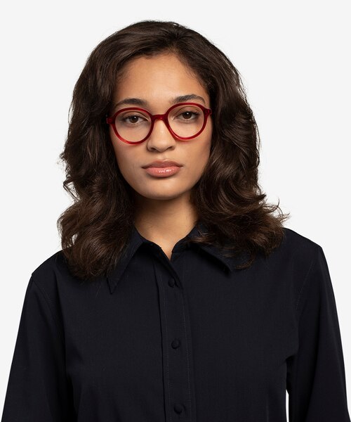 Satisfy Clear Red AcetateEyeglass Frames for Women from EyeBuyDirect