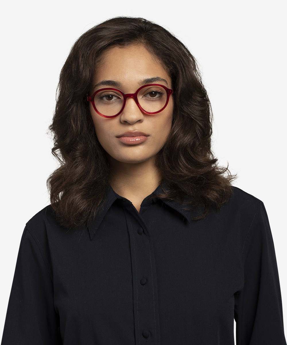 Satisfy Round Clear Red Full Rim Eyeglasses Eyebuydirect