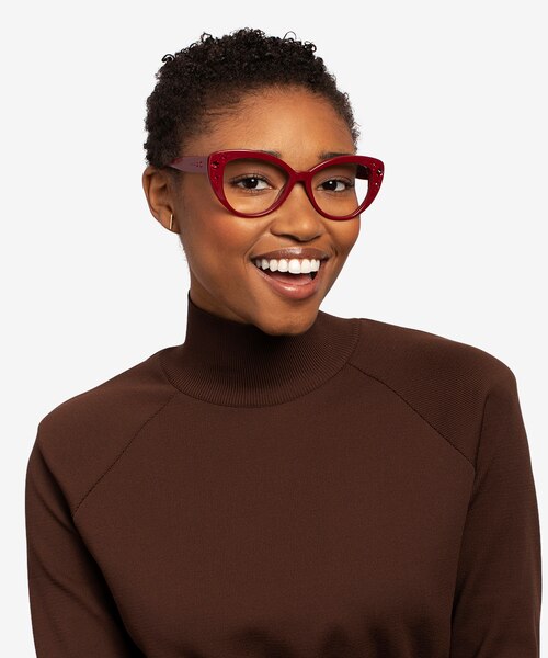 Diamond Burgundy AcétateMontures de lunettes de vue pour Femmes d'EyeBuyDirect