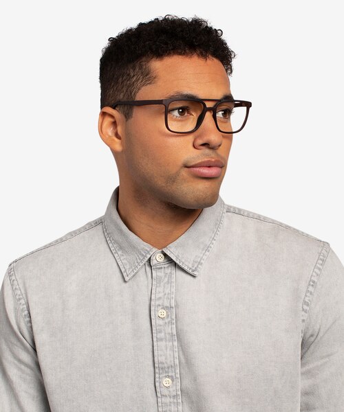 Between Matte Coffee PlasticEyeglass Frames for Men from EyeBuyDirect