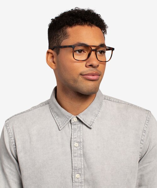 Between Matte Tortoise PlasticEyeglass Frames for Men from EyeBuyDirect