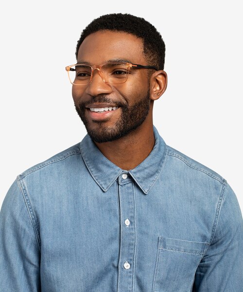 Brad Clear Orange Black PlasticEyeglass Frames for Men from EyeBuyDirect
