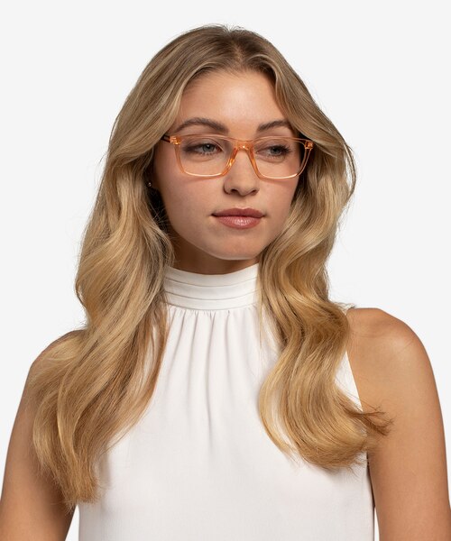 Brad Clear Orange Black PlasticEyeglass Frames for Women from EyeBuyDirect