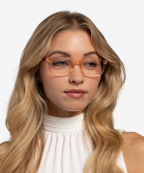 Brad Clear Orange Black PlasticEyeglass Frames for Women from EyeBuyDirect